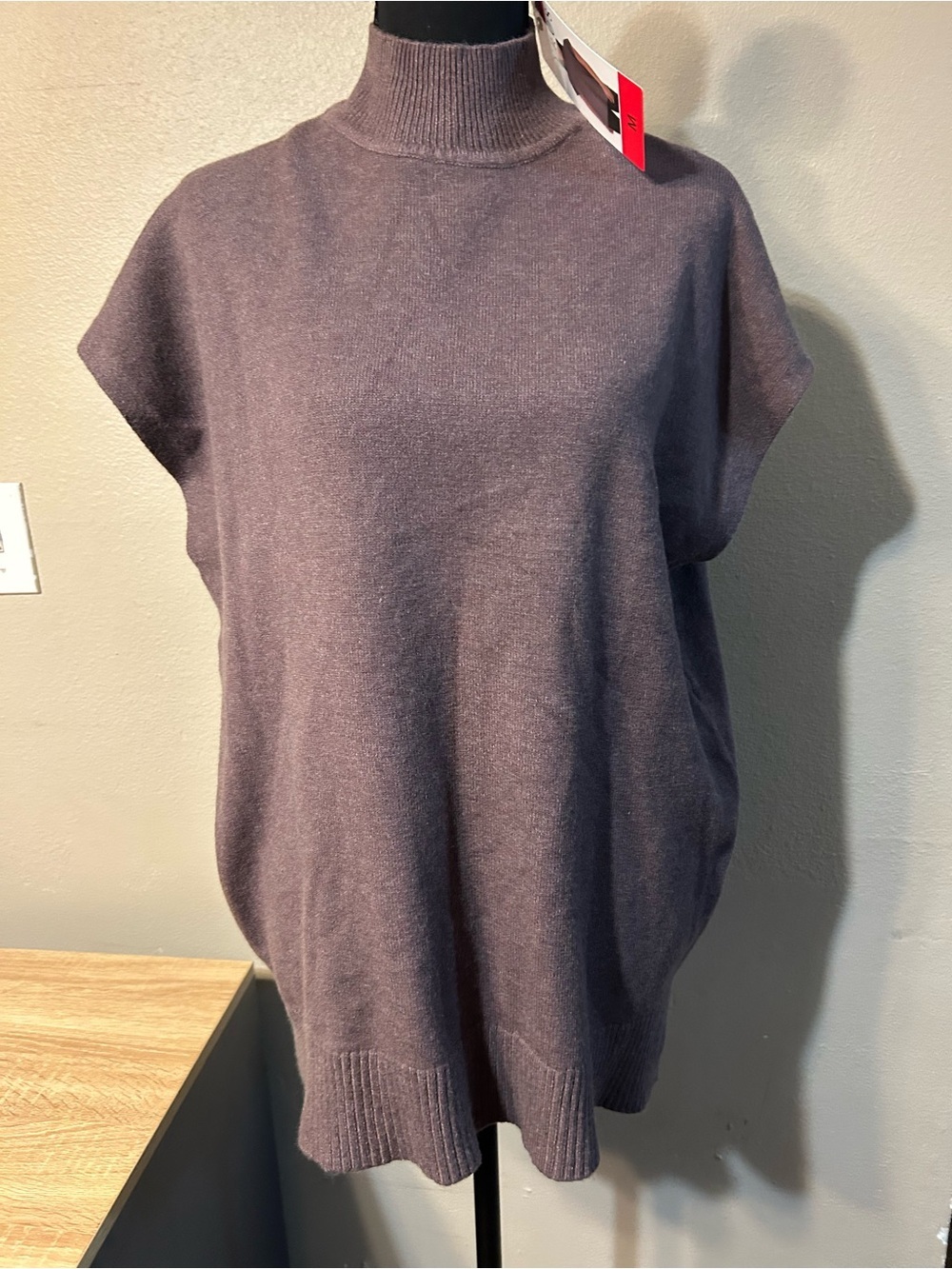 Mocked Neck Sleeveless Side Slits Soft Knit Tunic Sweater
